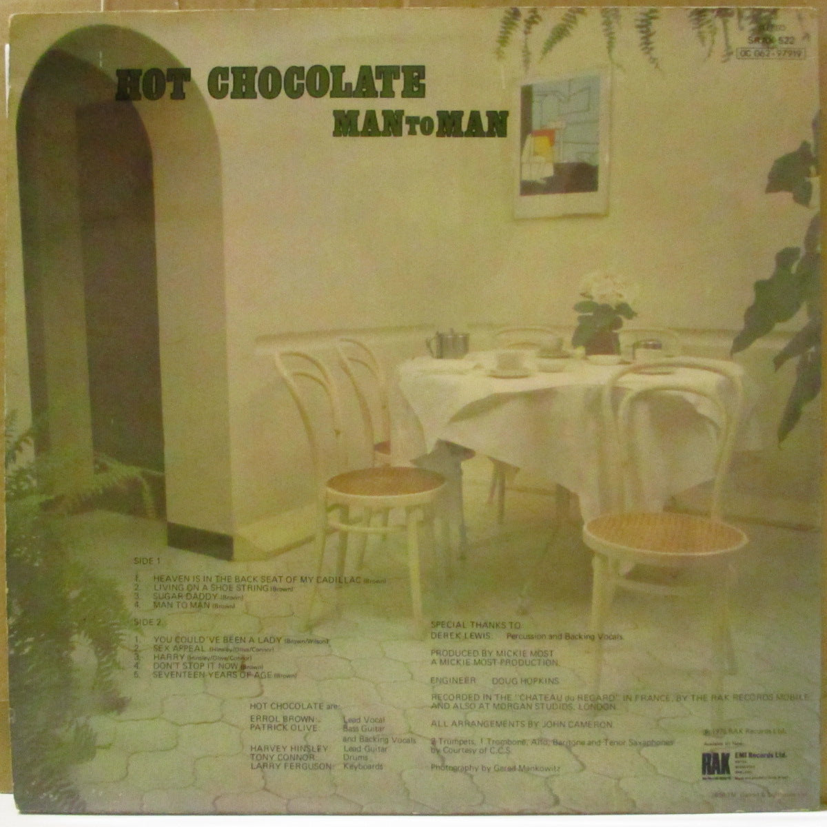 HOT CHOCOLATE (ホット・チョコレート) - Man To Man (UK '76 オリジナル・ステレオ LP/両面コーティング・ジャケ) 名作サード・アルバム!