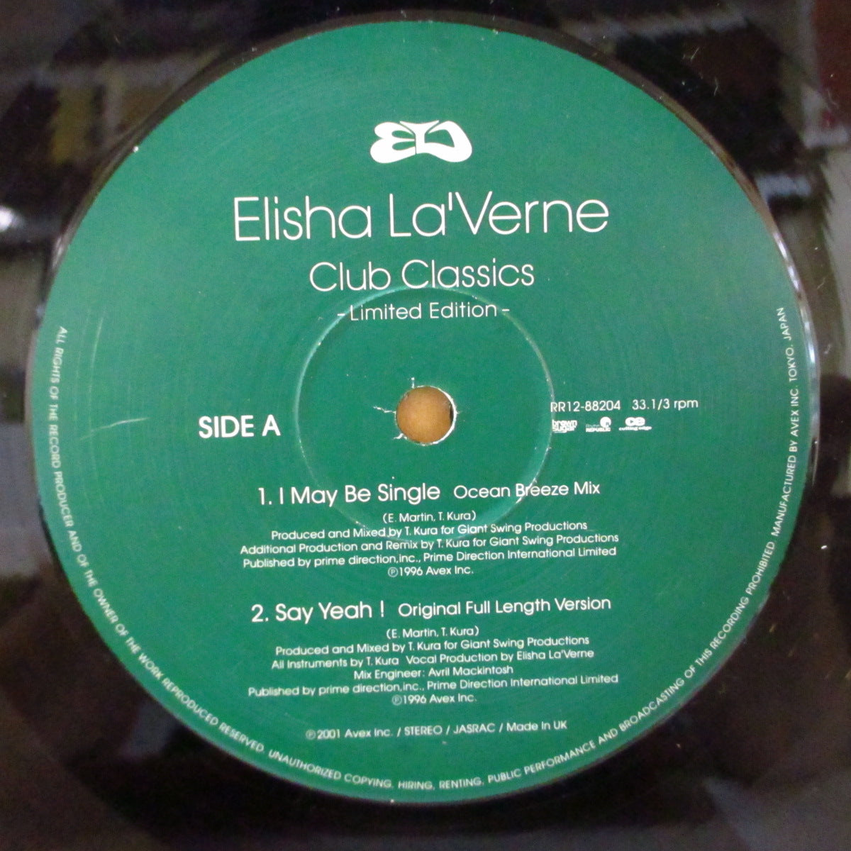 ELISHA LA'VERNE (エリーシャ・ラヴァーン) - Club Classics (Japan オリジナル 2xLP/光沢エンボスジャケ) '01年ベスト&リミックスアルバム
