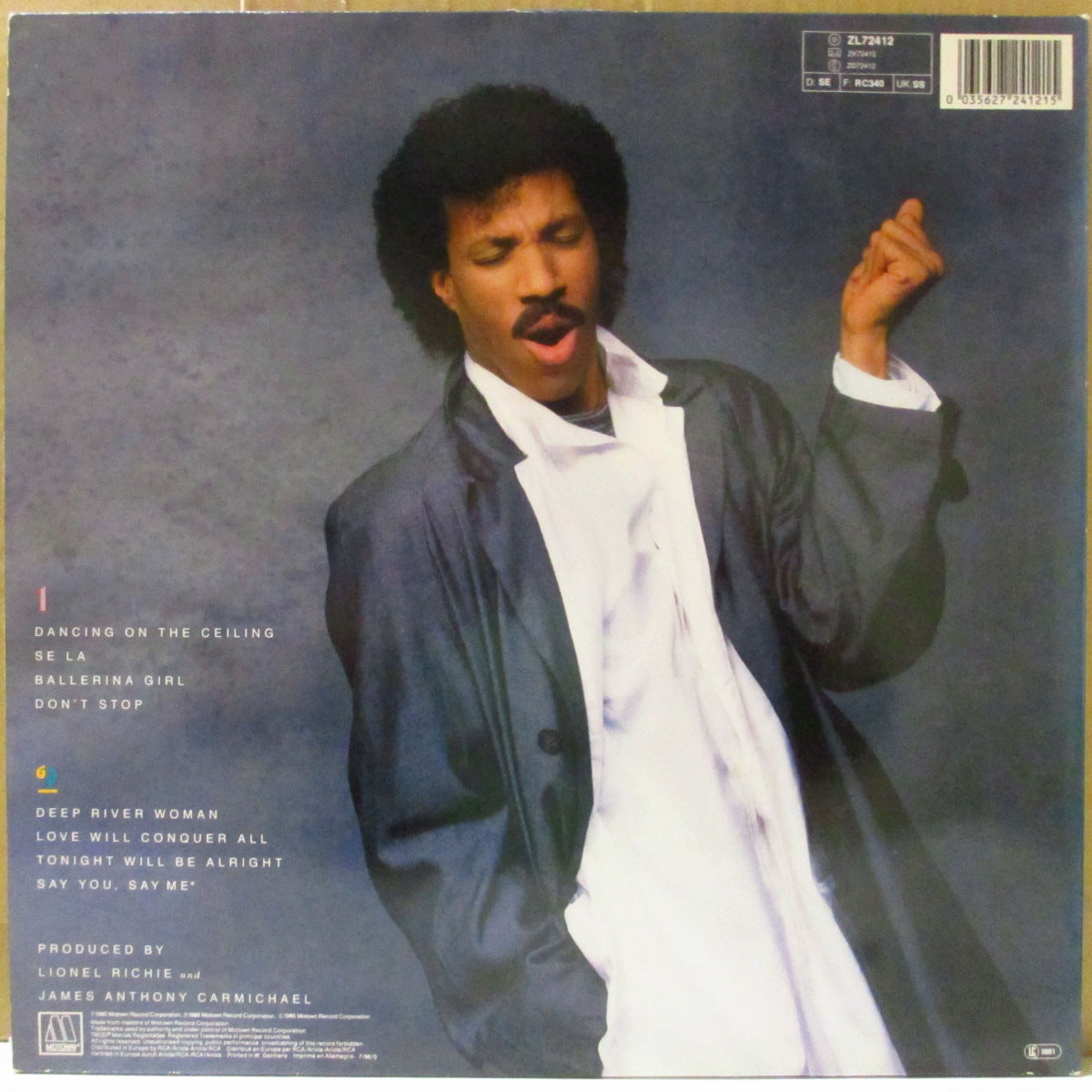LIONEL RICHIE (ライオネル・リッチー) - Dancing On The Ceiling (EU '86 オリジナル・ステレオ LP+インナー/円形宣伝ステッカー付きエンボス見開きジャケ) ソロ・サードアルバム!
