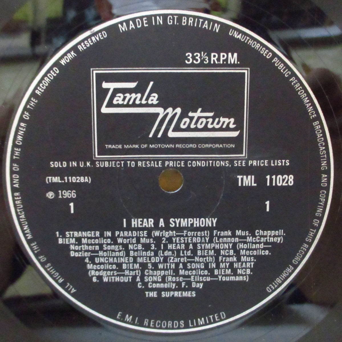 SUPREMES (シュプリームス) - I Hear A Symphony (UK '66 初回「All Rights リム・マット黒ラベ」オリジナル・モノラル LP/表面コーティング3面折り返しジャケ)近年稀な美品!