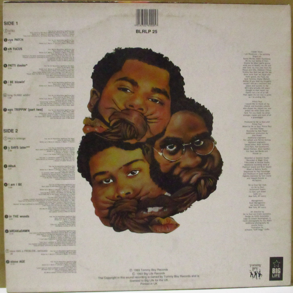 DE LA SOUL (デ・ラ・ソウル) - Buhloone Mind State (UK '93 2ndプレス「マトA1/B1」 LP/印刷が淡い光沢ジャケ) 3rdアルバム