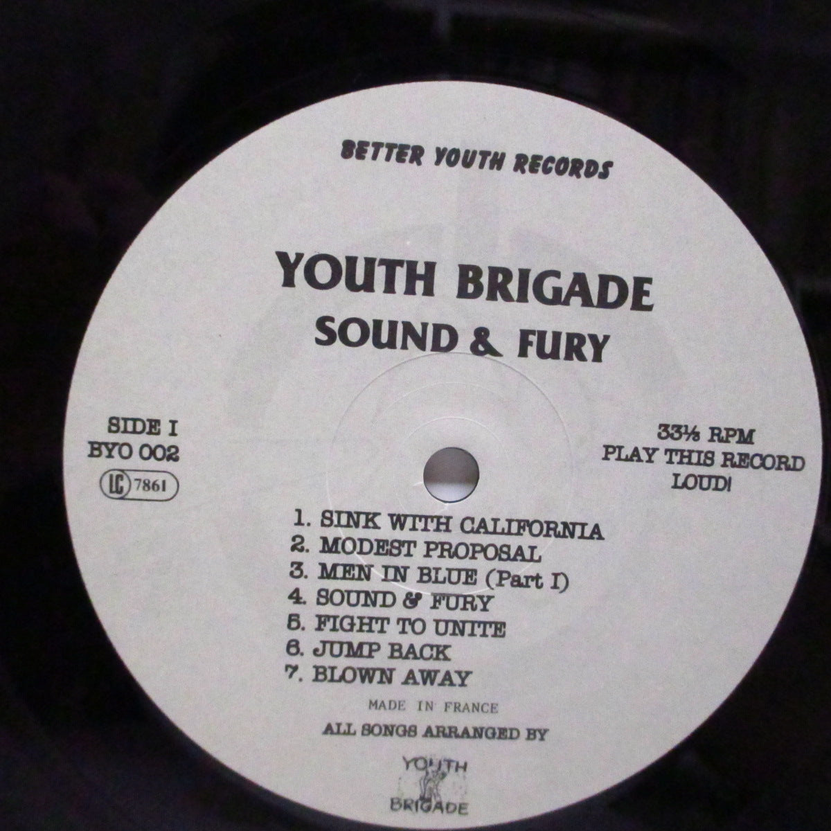 YOUTH BRIGADE (ユース・ブリゲイド) - Sound & Fury (UK 80's 再発 LP+インサート/米国とは異なる「版画」ジャケ) '83年セカンド Ver!