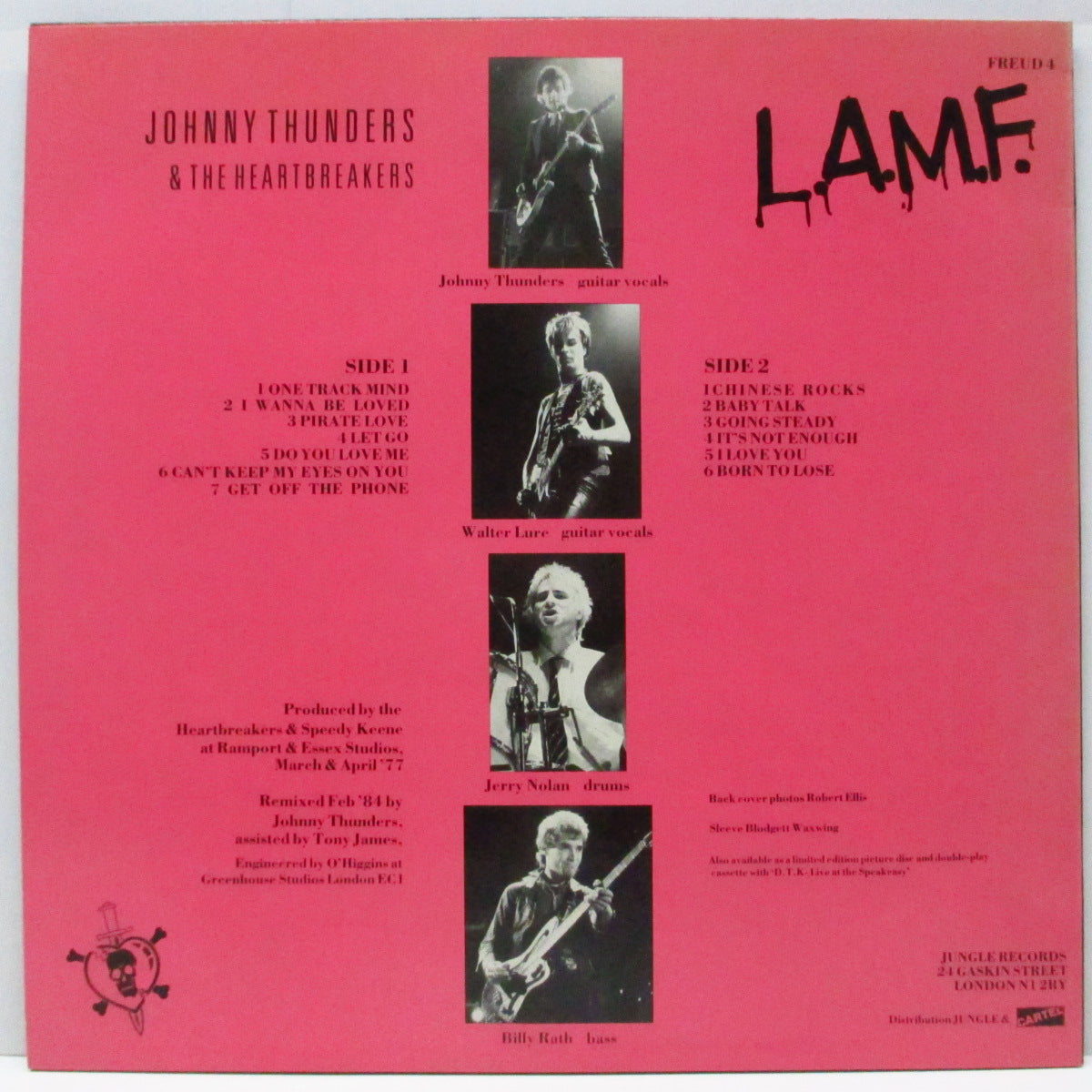 JOHNNY THUNDERS & THE HEARTBREAKERS (ジョニー・サンダース & ザ・ハートブレイカーズ) - L.A.M.F. Revisited (UK オリジナル「ブラックヴァイナル」LP/「白文字」ジャケ)
