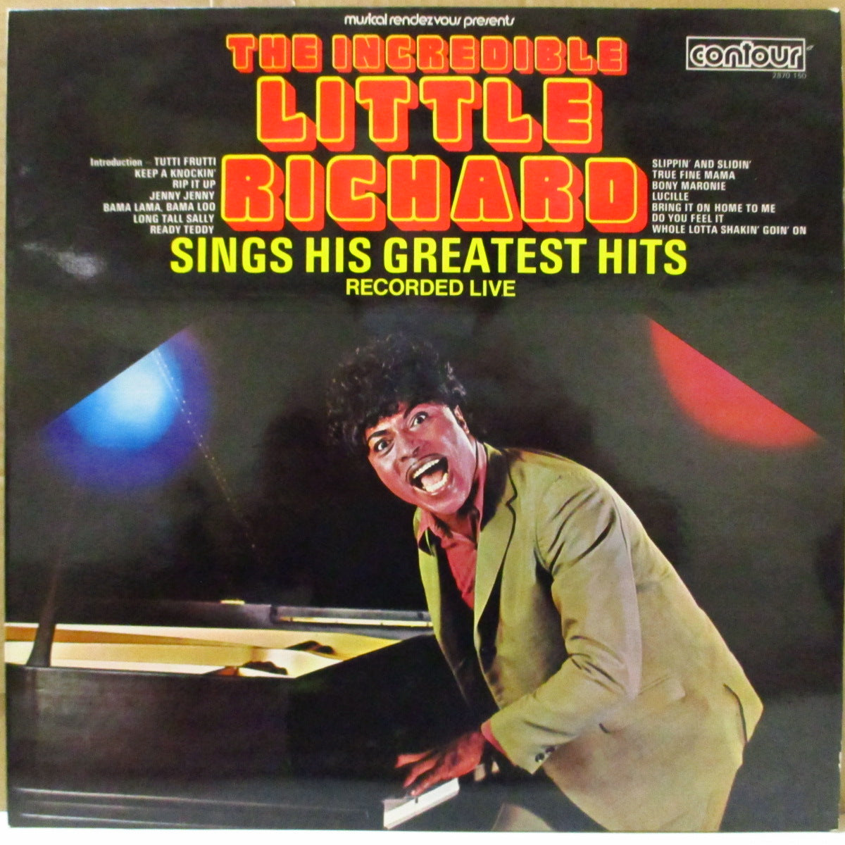 LITTLE RICHARD (リトル・リチャード) - The Incredible Little Richard Sings His Greatest Hits Recorded Live (UK 70's 再発ステレオLP/両面コーティング・ジャケ)'65〜'66年米ライブ14曲!