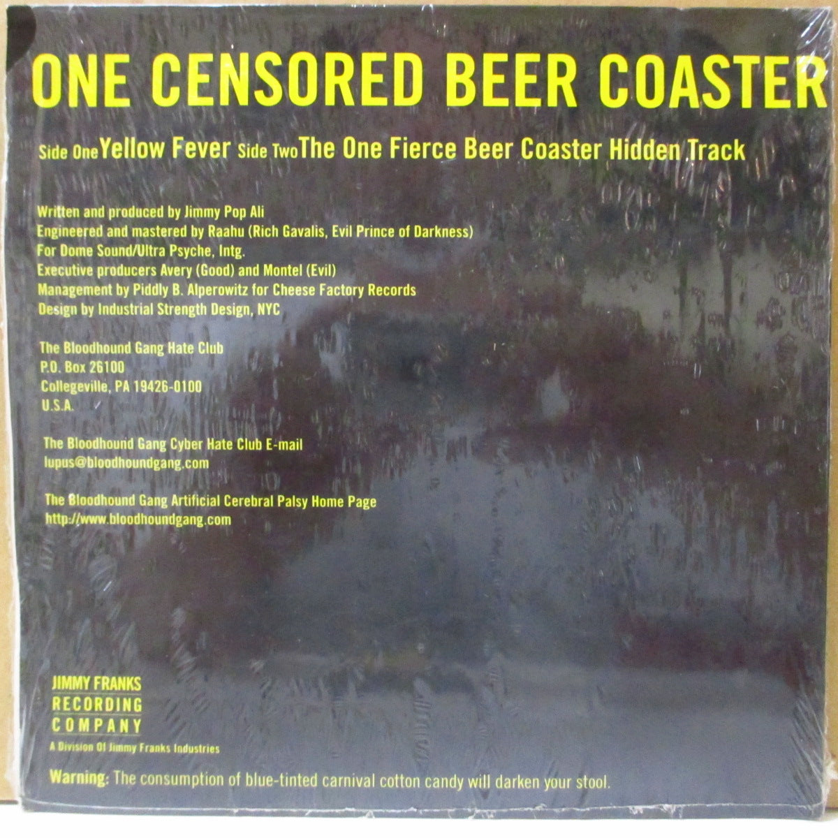 BLOODHOUND GANG (ブラッドハウンド・ギャング) - One Censored Beer Coaster (US '97 限定「クリアイエローヴァイナル」 7インチ+光沢固紙見開きジャケ)