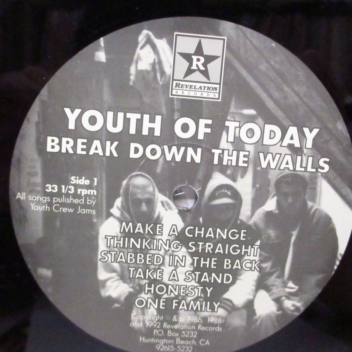 YOUTH OF TODAY (ユース・オブ・トゥデイ) - Break Down The Walls (US '92 再発「白黒グループ写真ラベ」LP+白黒インサート/Rev.8)