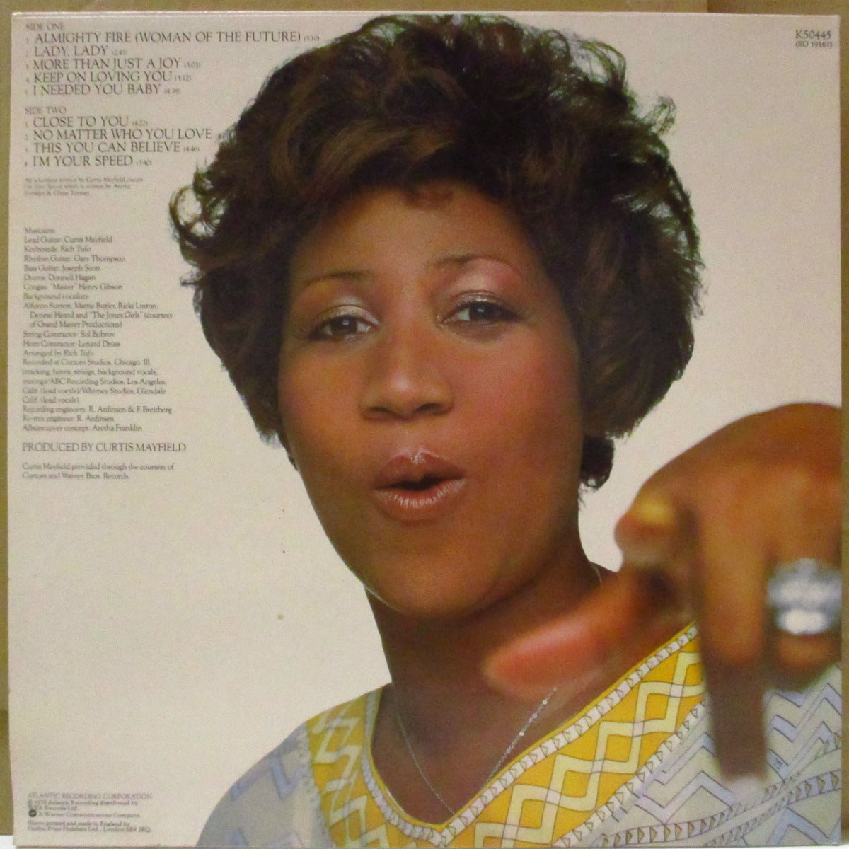 ARETHA FRANKLIN (アレサ・フランクリン) - Almighty Fire (UK '78 オリジナル・ステレオ LP) カーティス・メイフィールドの作曲、プロデュース!