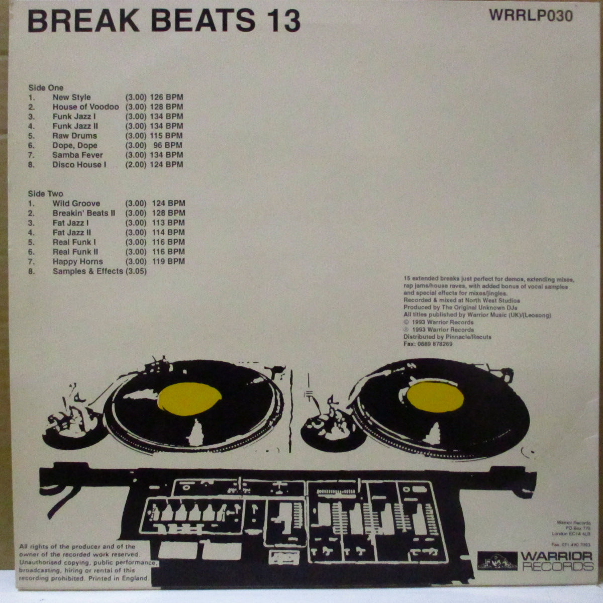 ORIGINAL UNKNOWN DJ'S, THE (オリジナル・アンノウン・ディージェーズ) - Break Beats 13 (UK オリジナル LP) '93年定番ビート集第13弾