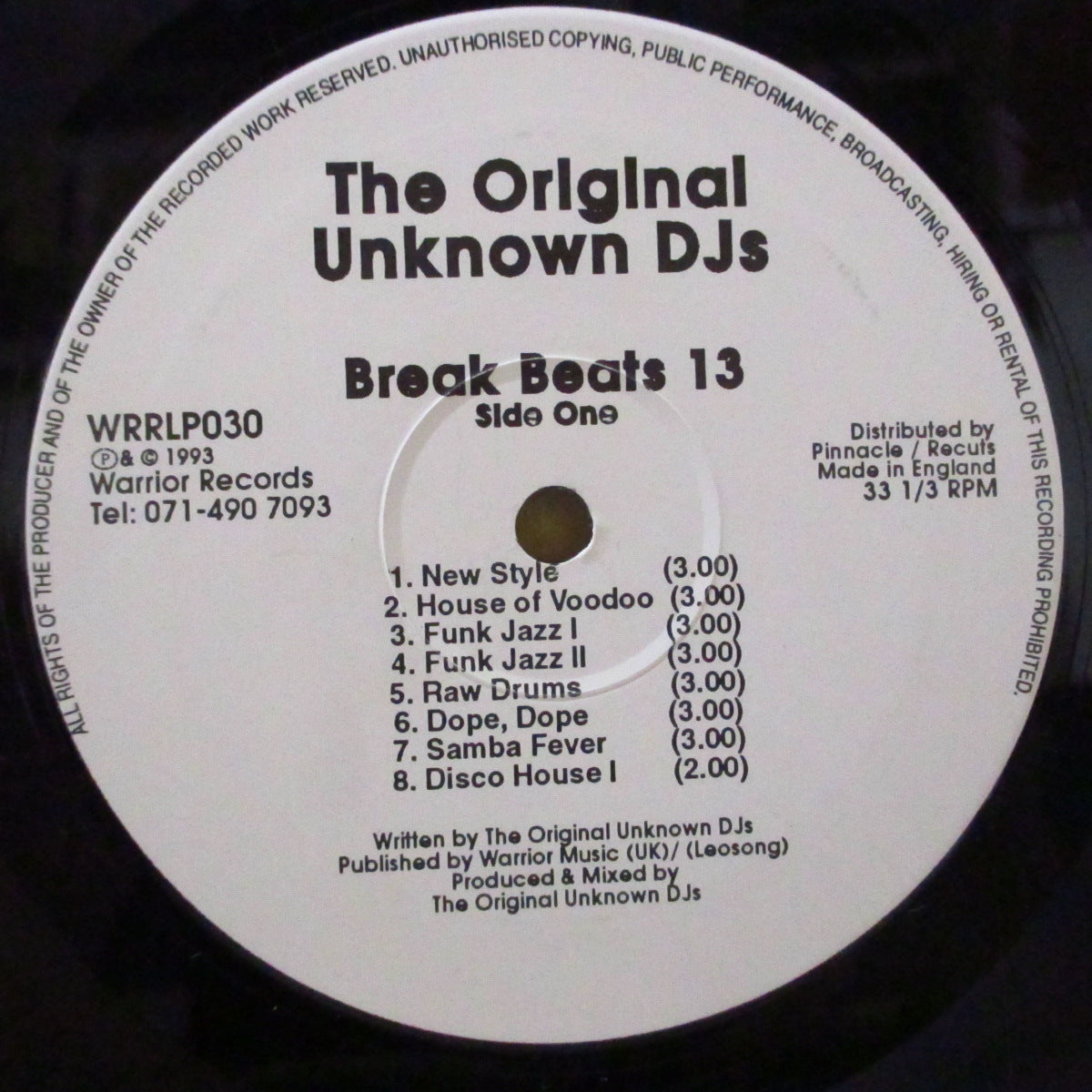 ORIGINAL UNKNOWN DJ'S, THE (オリジナル・アンノウン・ディージェーズ) - Break Beats 13 (UK オリジナル LP) '93年定番ビート集第13弾