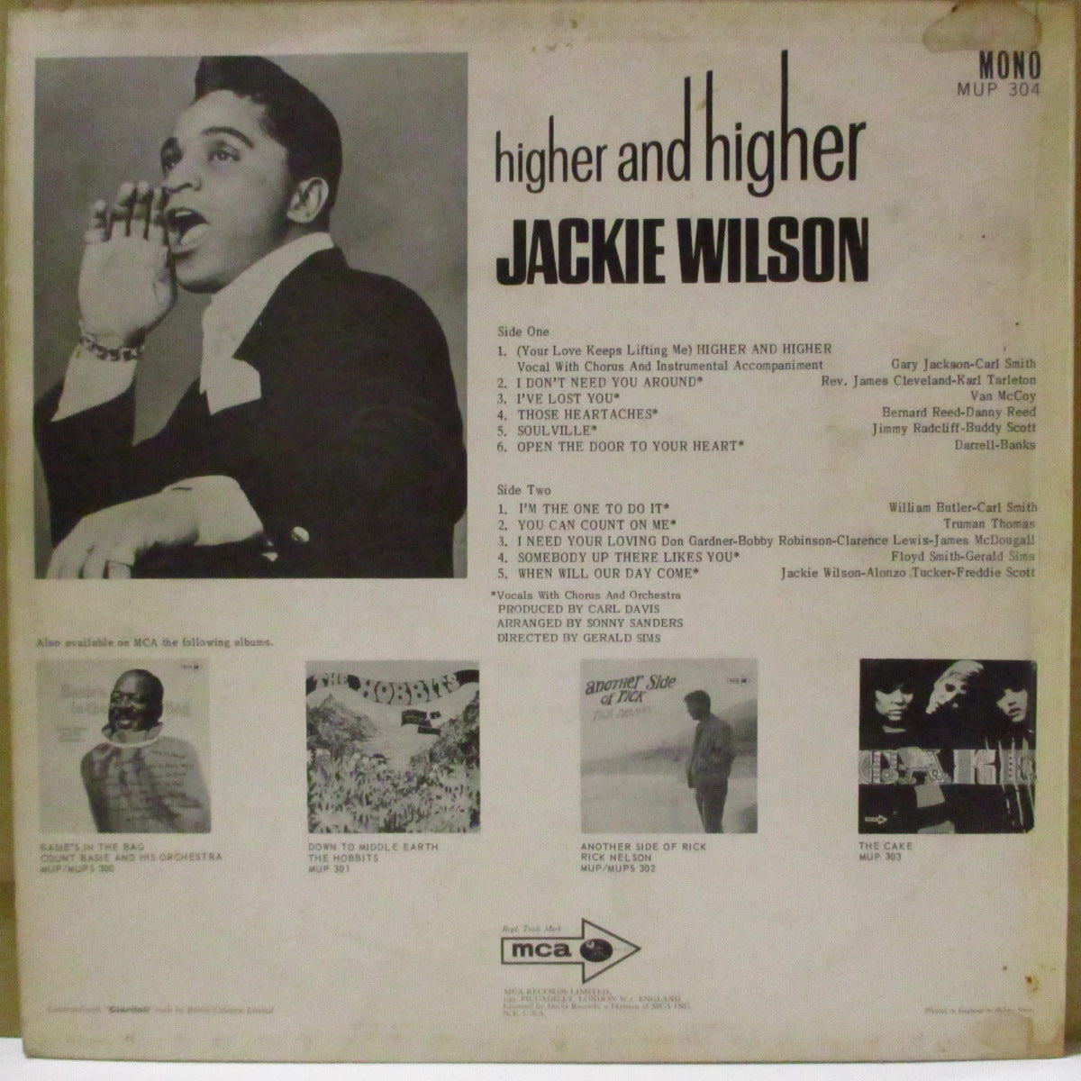 JACKIE WILSON (ジャッキー・ウィルソン) - Higher And Higher (UK '68 オリジナル・モノラル LP/表面コーティング・ジャケ) ノーザンソウル期名作!