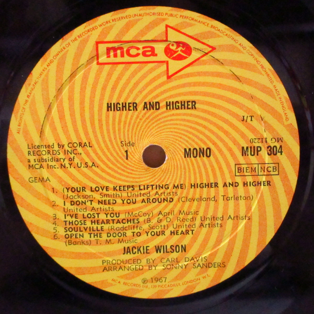JACKIE WILSON (ジャッキー・ウィルソン) - Higher And Higher (UK '68 オリジナル・モノラル LP/表面コーティング・ジャケ) ノーザンソウル期名作!