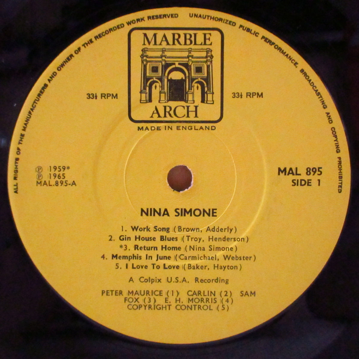 NINA SIMONE (ニーナ・シモン) - Nina Simone (UK '69 オリジナル・モノラル LP/表面コーティング折り返しジャケ) '59〜'63年Colpix社期の英国独自コンピ