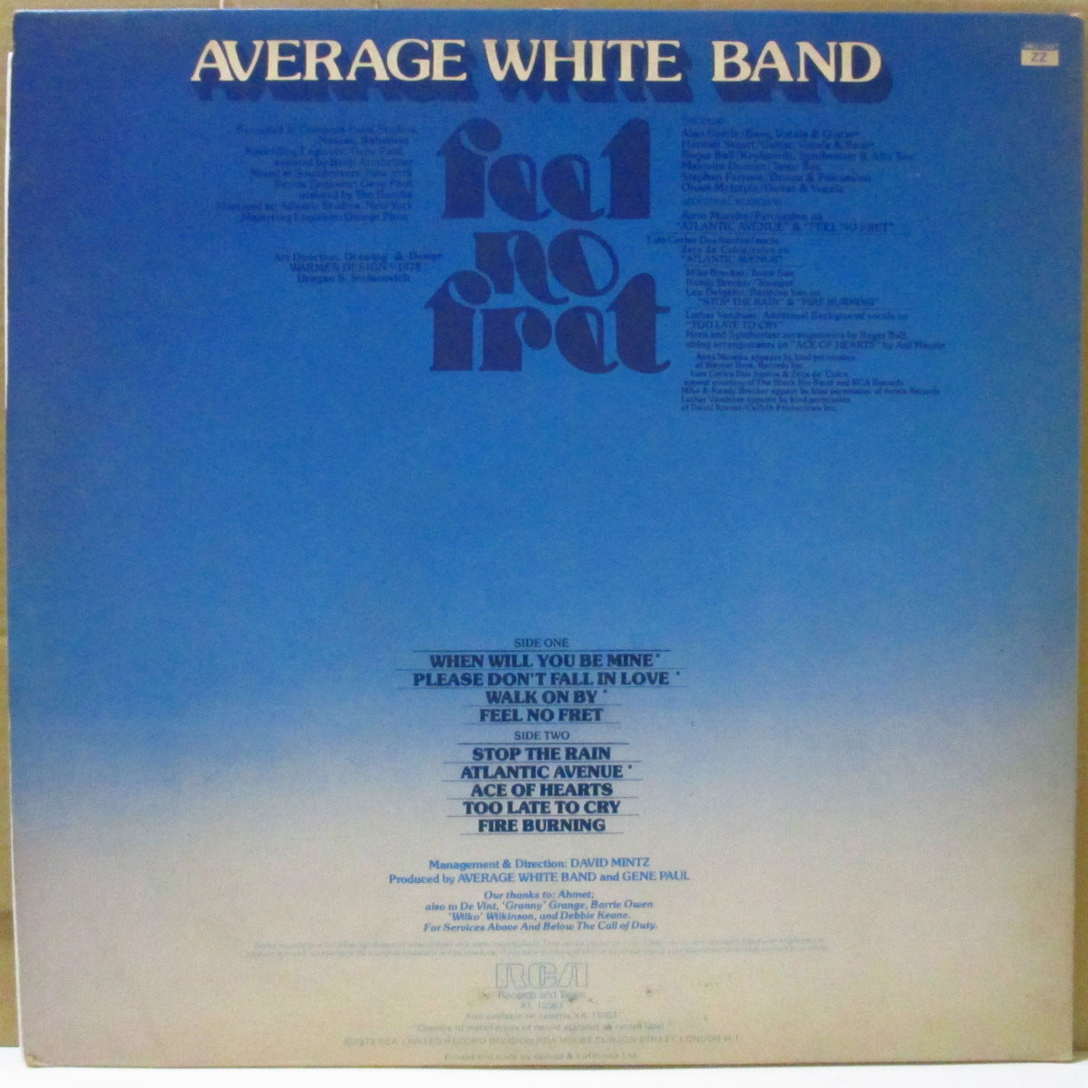 AVERAGE WHITE BAND (アヴェレイジ・ホワイト・バンド) - Feel No Fret (UK '79 初回品番「XL-13063」オリジナル ・ステレオLP/見開きジャケ) 7作目アルバム