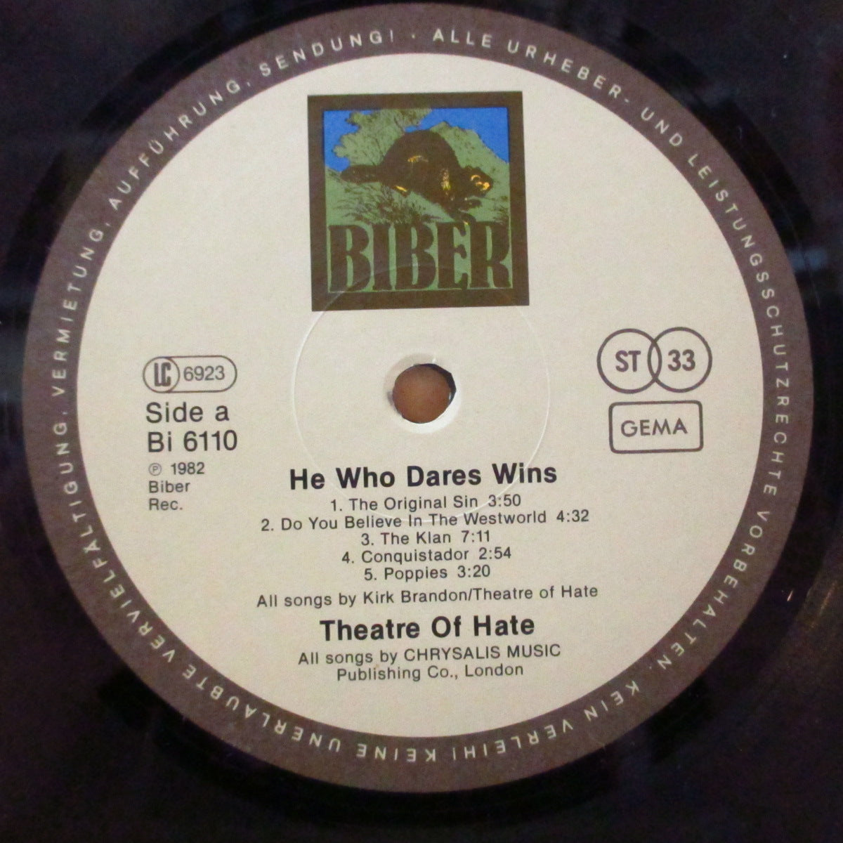 THEATRE OF HATE (シアター・オブ・ヘイト) - He Who Dares Wins - Live In Berlin (German オリジナル LP) '82年ライブアルバム