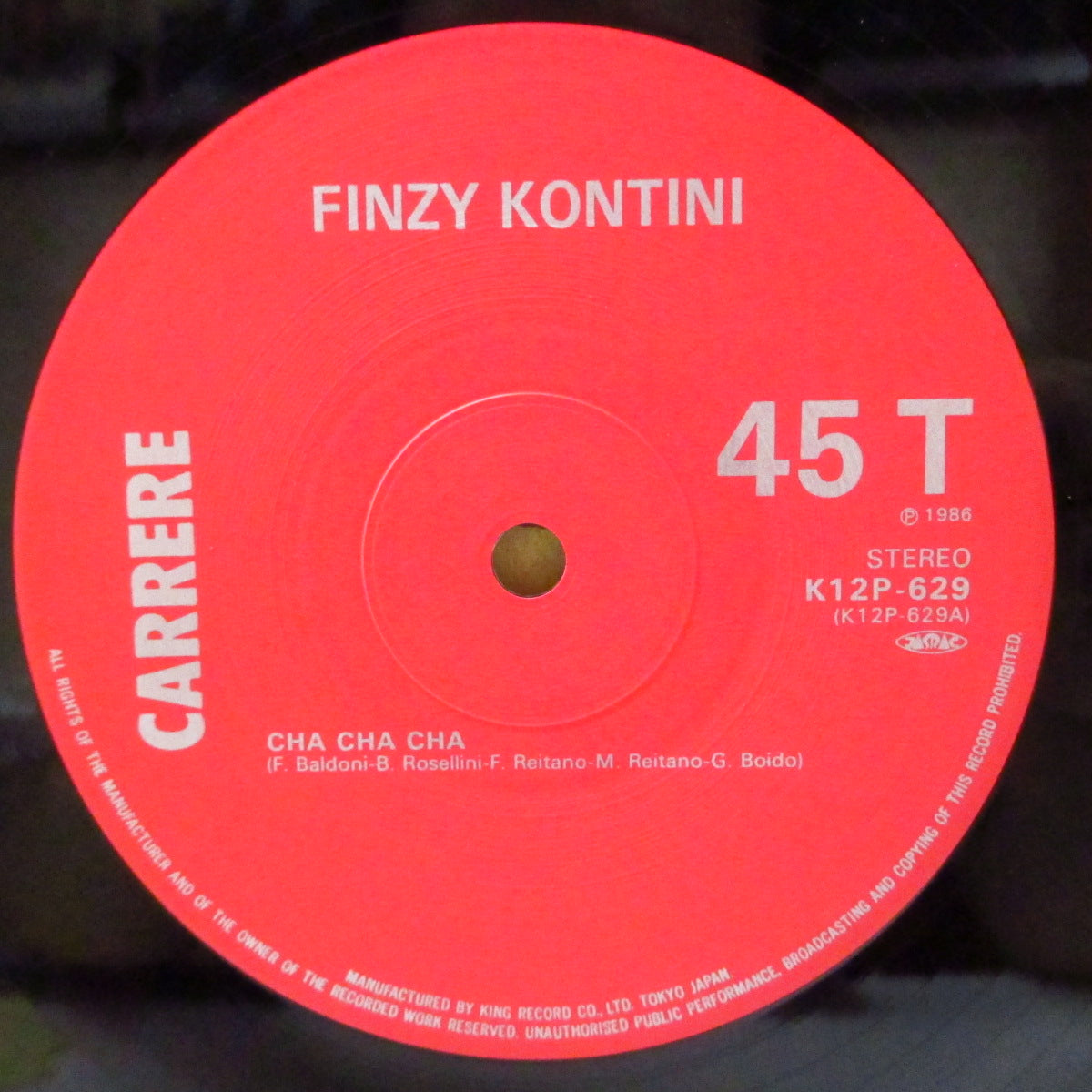 FINZY KONTINI (フィンツィ・コンティーニ) - チャチャチャ - Cha Cha Cha (Japan '86 オリジナル 12インチ+「男女7人夏物語表記」帯, インサート)