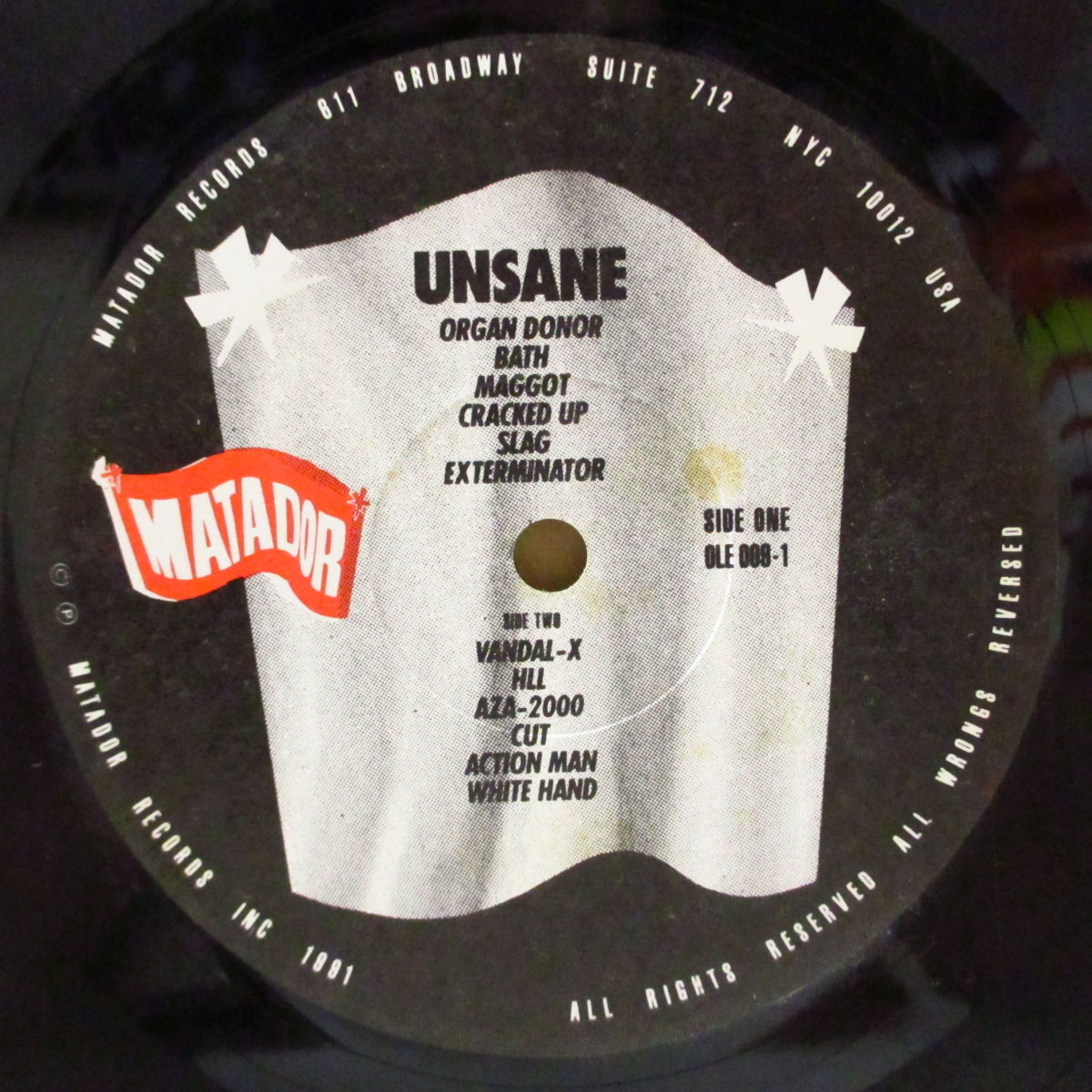 UNSANE (アンセイン) - S.T. <1st Album> (US '91 オリジナル LP) 1stアルバム