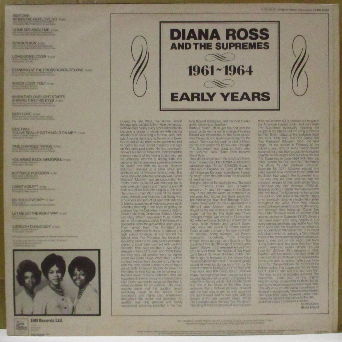 SUPREMES (DIANA ROSS AND THE) (ダイアナ・ロス&ザ・スプリームス) - 1961 - 1964 Early Years (UK '80 オリジナル・モノラル LP/表面コーティング・ジャケ)初期音源コンピ!