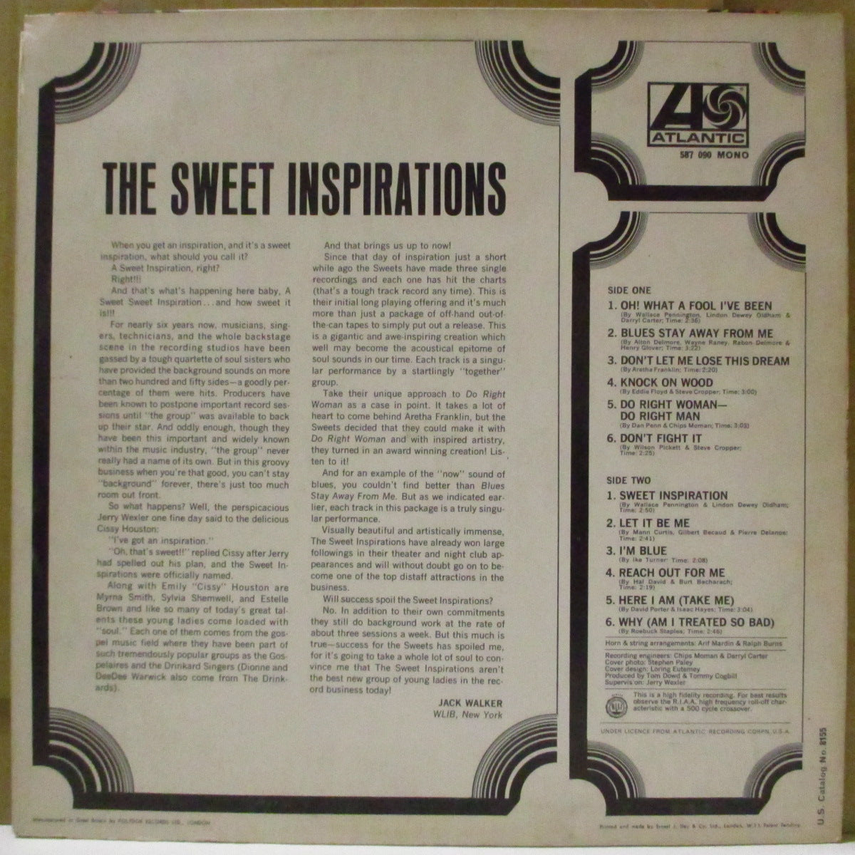 SWEET INSPIRATIONS, THE (ザ・スィート・インスピレーションズ) - The Sweet Inspirations (UK '68 オリジナル・モノラル LP/表面コーティング・ジャケ) シシーヒューストン在籍デビューアルバム!