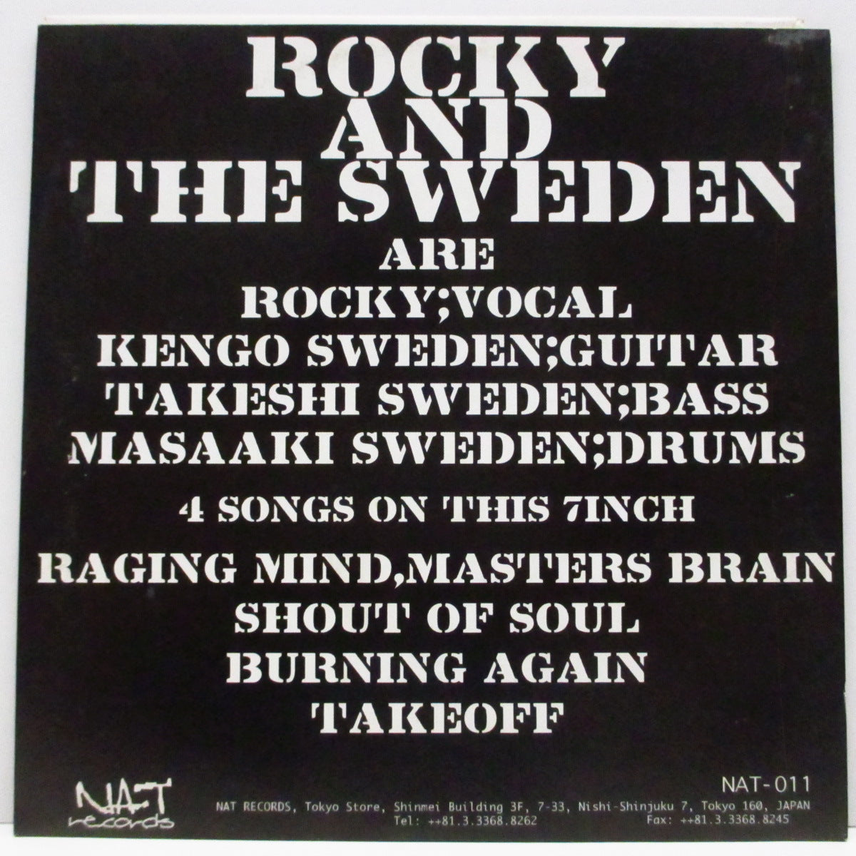 ROCKY & THE SWEDEN (ロッキー&ザ ・スウェーデン) - Hard Core Grass Hoppers (Japan '97 限定4曲入り「白盤」7"/光沢固紙ジャケ) ファースト!
