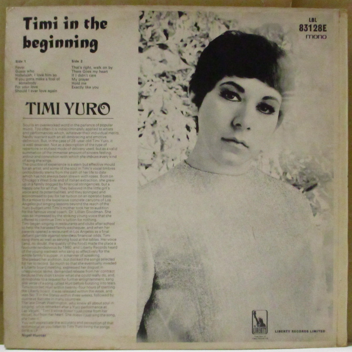 TIMI YURO (ティミー・ユーロ) - Timi In The Beginning (UK '68 オリジナル・モノラル LP/表面コーティング・ジャケ) 英国独自編集コンピ