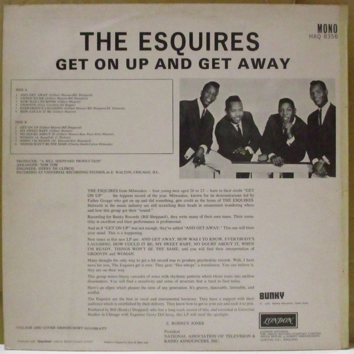ESQUIRES, THE (ザ・エスクワイアーズ) - Get On Up And Get Away (UK '67 オリジナル・モノラル LP/表面コーティング・ジャケ) 名作1stアルバム!