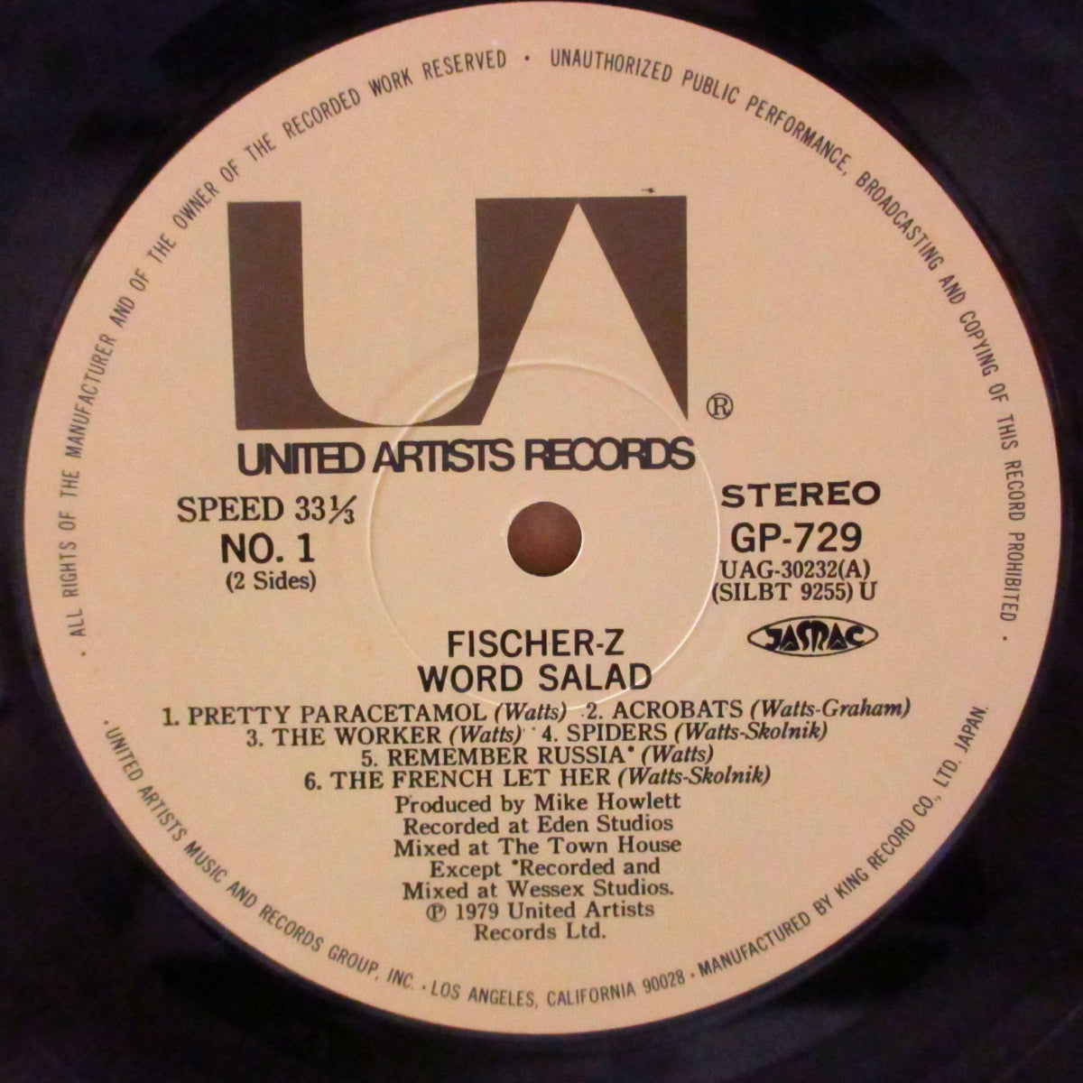FISCHER-Z (フィッシャーZ) - ワード・サラダ - Word Salad (Japan '79 オリジナル LP+2xインサート/帯欠) 1stアルバム