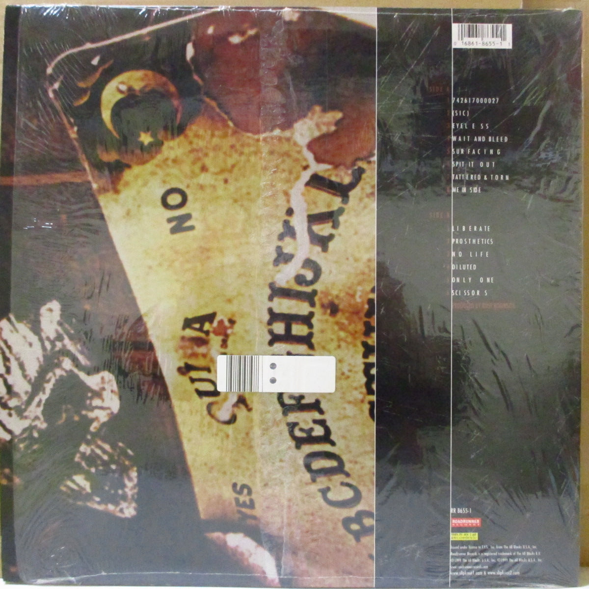 SLIPKNOT (スリップノット) - S.T. <1st Album> (US '99 限定「緑盤」 LP+ソフト紙インナー/レアステッカー付き光沢ジャケ)1stアルバム