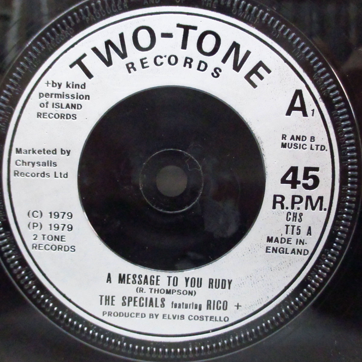 SPECIALS, THE featuring RICO (ザ・スペシャルズ feat. リコ) - A Message To You Rudy (UK '79 再発「銀ラベ」フラットセンター7"+カンパニースリーブ) 「A」表記が右/左 Ver.
