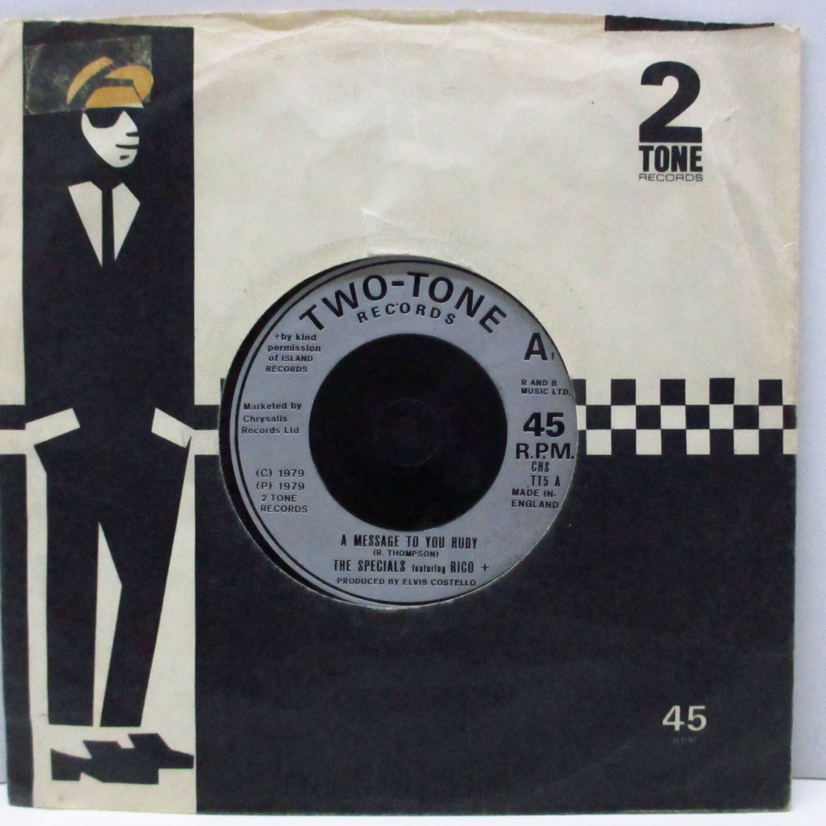 SPECIALS, THE featuring RICO (ザ・スペシャルズ feat. リコ) - A Message To You Rudy (UK '79 再発「銀ラベ」フラットセンター7"+カンパニースリーブ) 「A」表記が右/左 Ver.