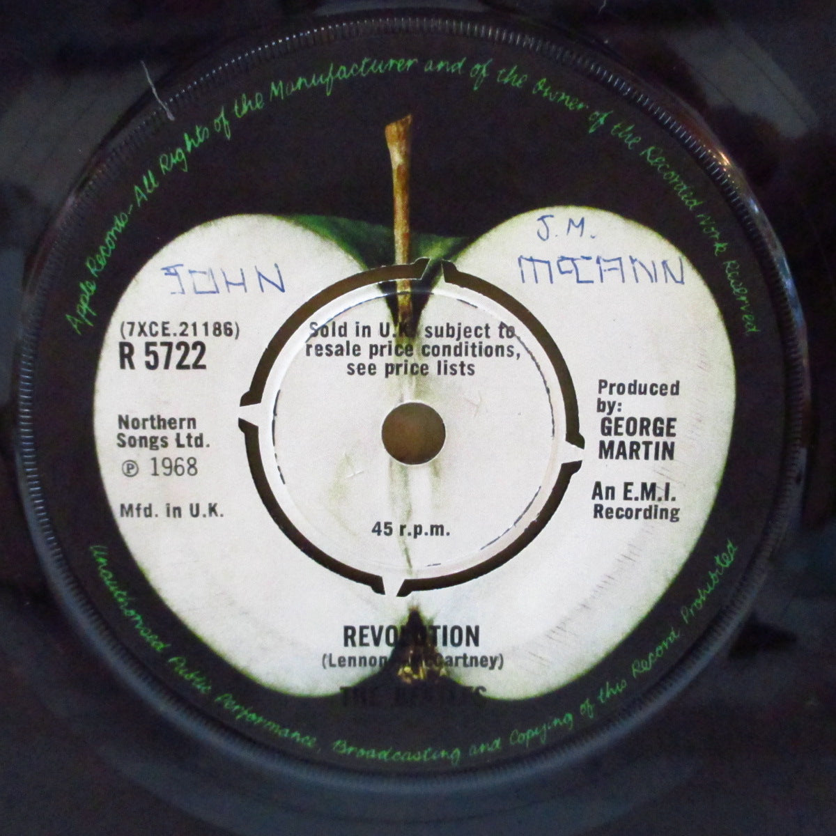 BEATLES (ビートルズ) - Hey Jude (UK '68 オリジナル「ダークアップル紙ラベ・4ポイントラウンドセンター」 7インチ+アップル黒ダイカットスリーブ)