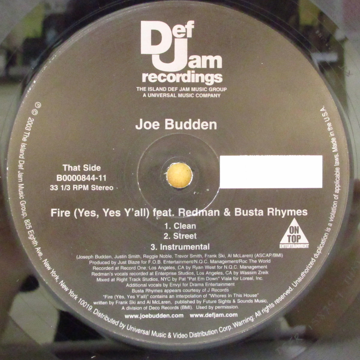 JOE BUDDEN Feat. BUSTA RHYMES (ジョー・バドゥン / バスタ・ライムス) - Fire - Yes, Yes Y'all (US '03 オリジナル33回転6曲入り 12インチ/光沢ダイカットスリーブ)