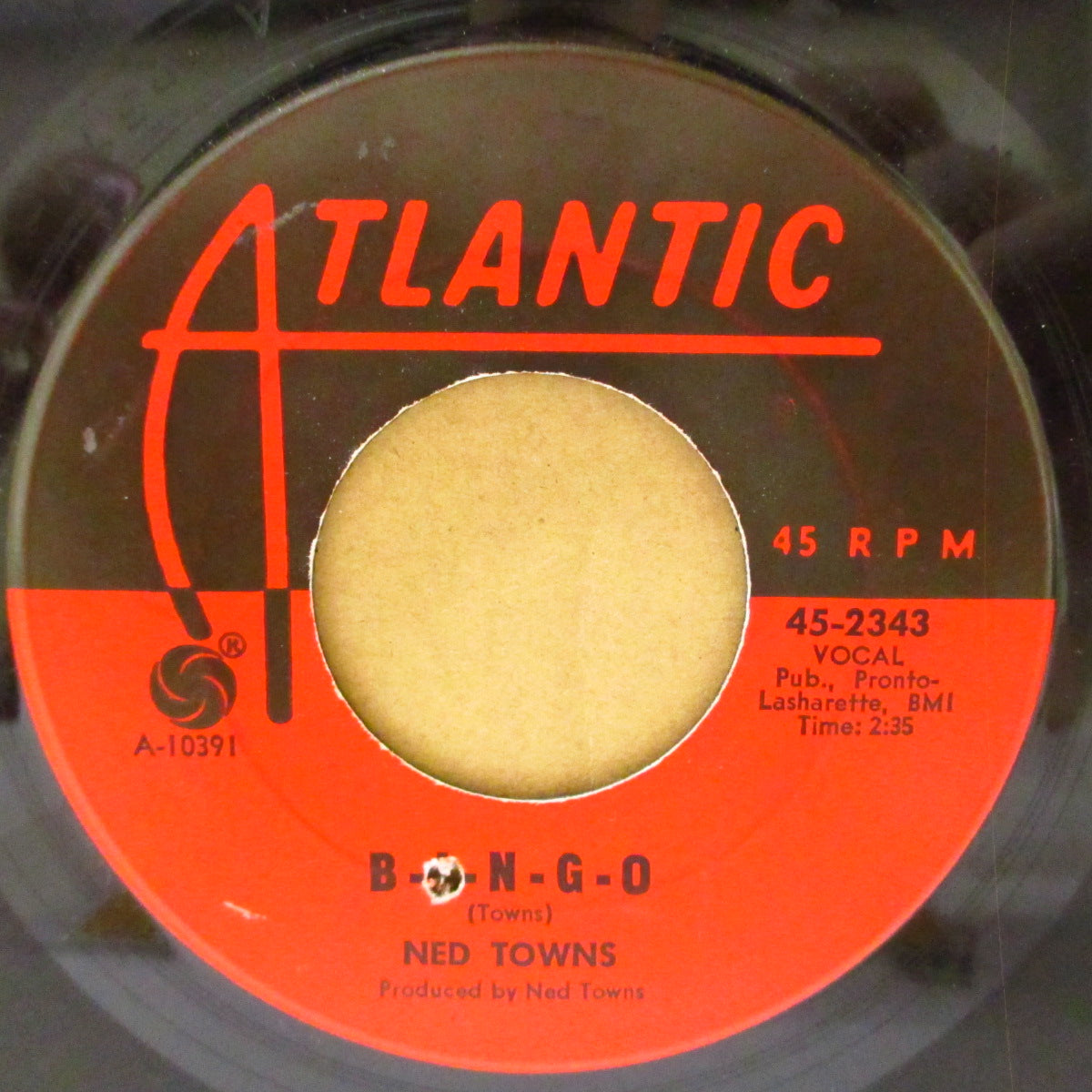 NED TOWNS (ネッド・タウンズ) - B-I-N-G-O / How Can You Baby-Sit A Man (US '66 アトランティック社再発7インチ)美メロ・ノーザン & 哀愁バラッド