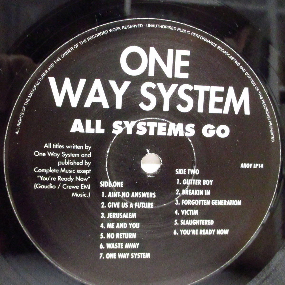ONE WAY SYSTEM (ワンウェイ・システム) - All Systems Go (UK '96 再発「黒盤」 LP+インサート/AHOY LP 14) '83年ファースト!