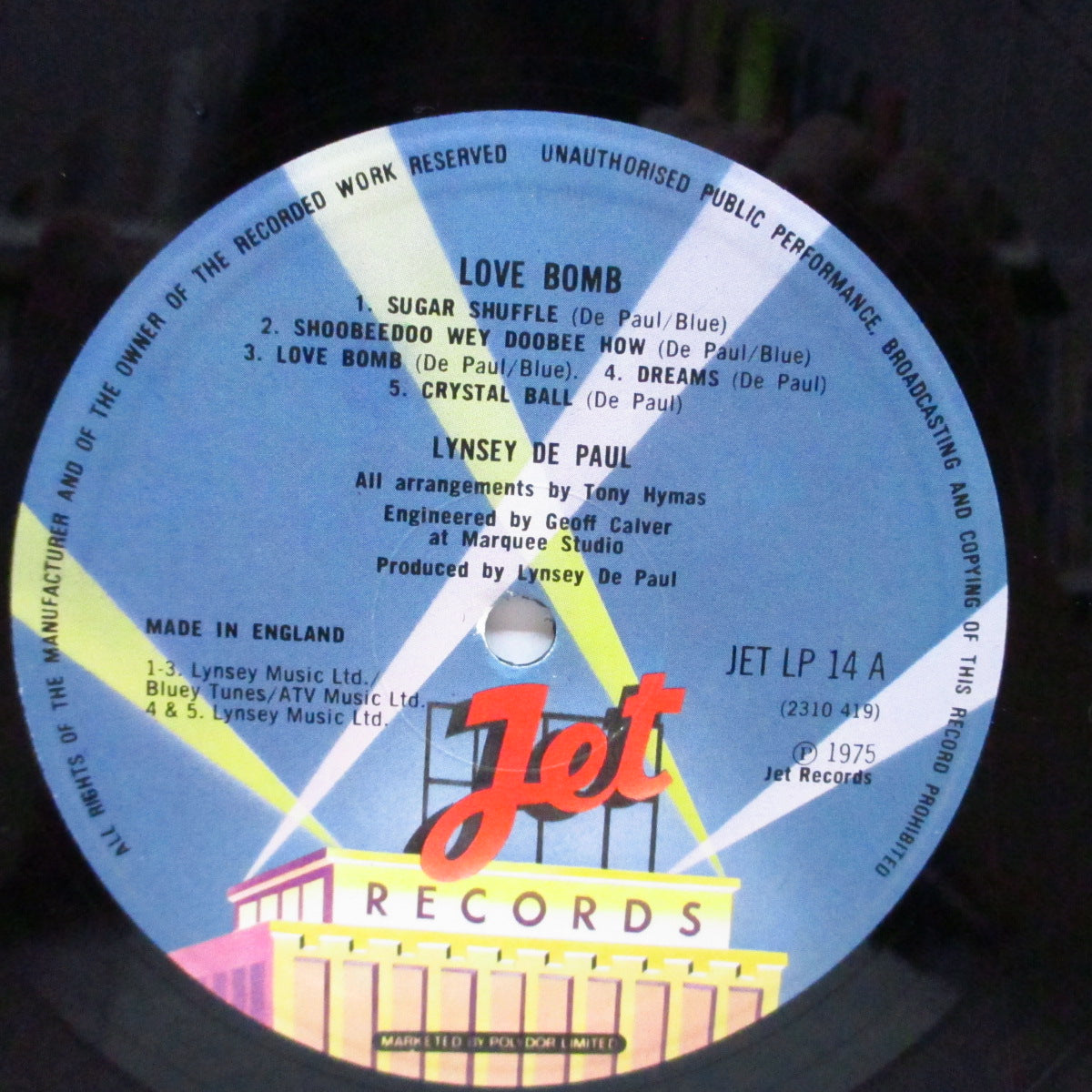 LYNSEY DE PAUL (リンジー・ディ・ポール) - Love Bomb (UK オリジナル LP+インサート)