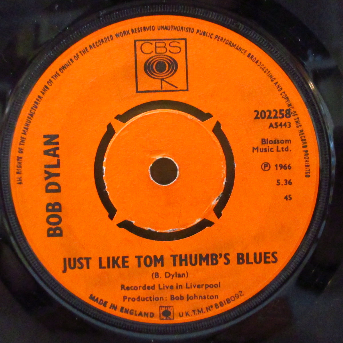 BOB DYLAN (ボブ・ディラン) - I Want You (UK '66 オリジナル「ラウンドセンター」 7インチ+カンパニースリーブ)