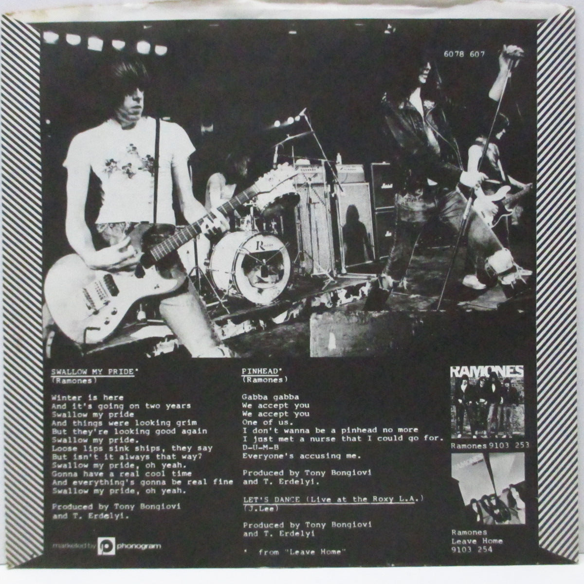 RAMONES (ラモーンズ) - Swallow My Pride +2 (UK オリジナル「フラットセンター」7"/マットソフト紙折り返しジャケ) US盤とはジャケ及びB面違い!