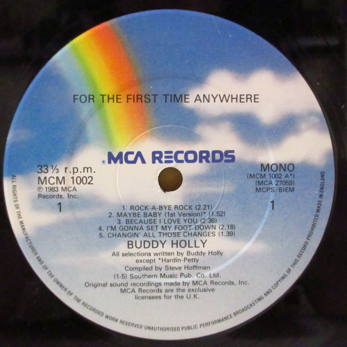 BUDDY HOLLY (バディ・ホリー) - For The First Time Anywhere (UK '83 オリジナル・モノラル LP)レア・トラック編集盤全10曲!