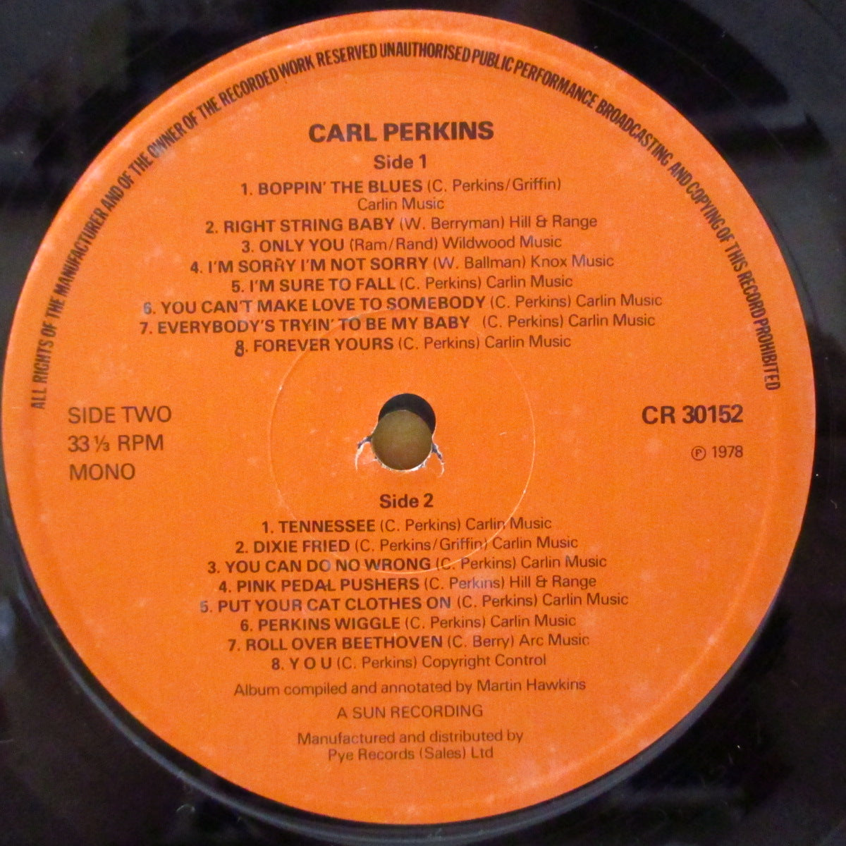 CARL PERKINS (カール・パーキンス) - Sun Sound Special (UK '78 オリジナル・モノラル LP)ウラ・ベスト的内容のコンピ