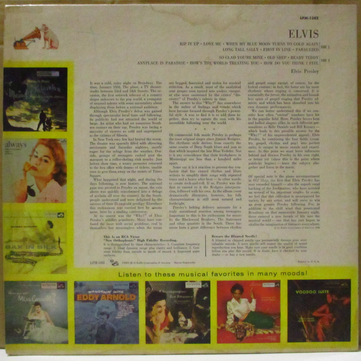 ELVIS PRESLEY (エルヴィス・プレスリー) - Elvis (2nd Album) (US '56 オリジナル・モノラルLP/Ad.CVR #3)