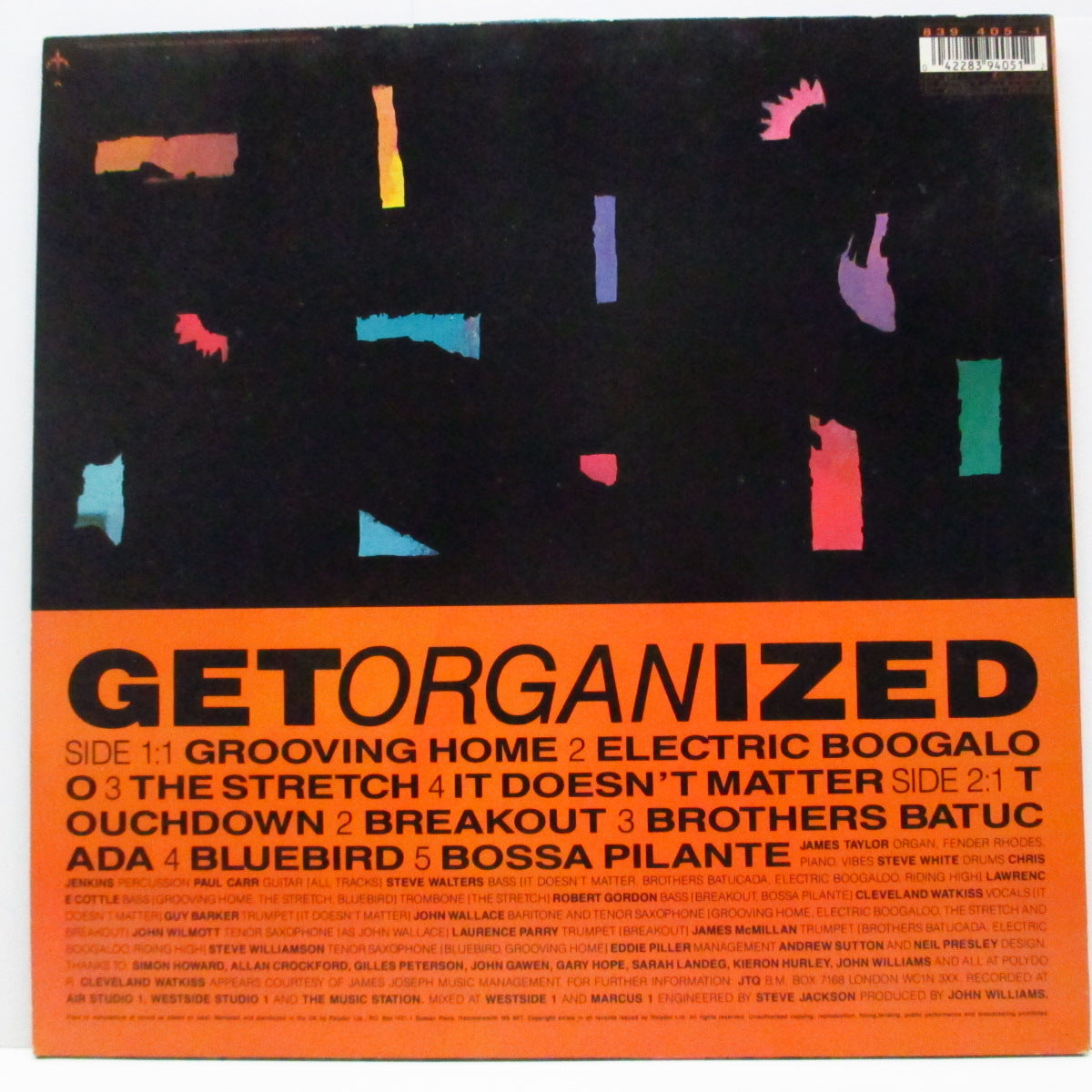 JAMES TAYLOR QUARTET (ジェームス・テイラー・クァルテット) - Get Organized (UK オリジナル LP)