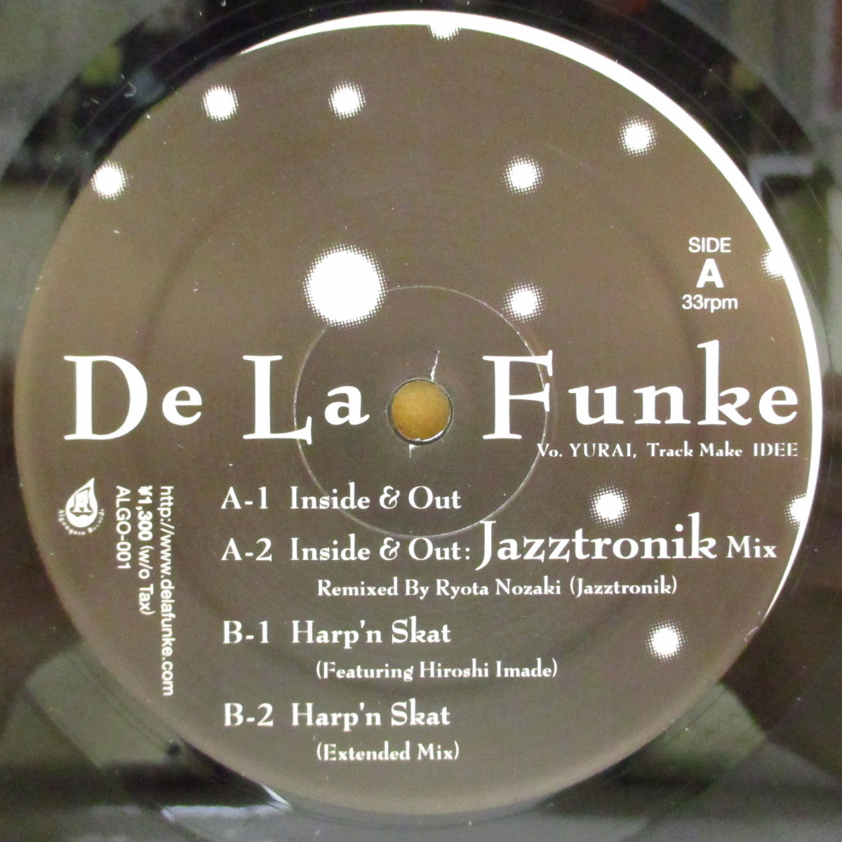 DE LA FUNKE (デ・ラ・フンケ) - Inside Out / Harp'n Skat (Japan '03 オリジナル33回転4曲入り 12インチ/プレーン白ダイカットスリーブ)
