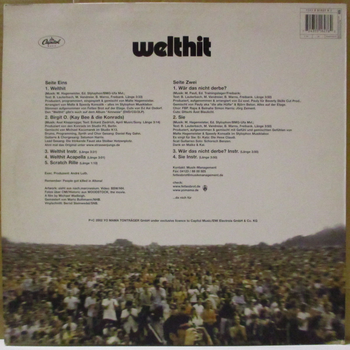 FETTES BROT (フェティス・ブロート) - Welthit (German '02 オリジナル33回転9曲入り 12インチ)