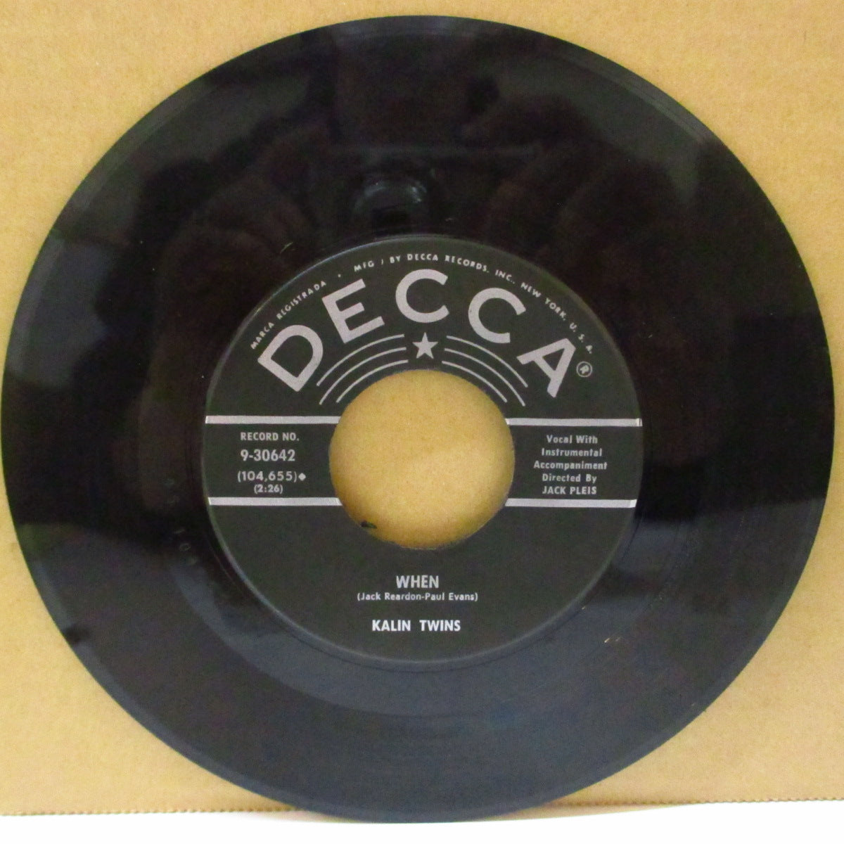 KALIN TWINS (カリン・ツインズ) - When (US '58 セカンドプレス「 星ラベ」7インチ)全英1位の一発大ヒット