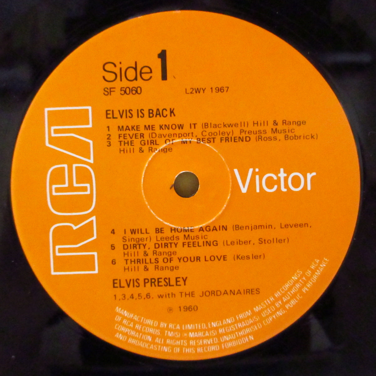 ELVIS PRESLEY (エルヴィス・プレスリー) - Elvis Is Back! (UK '76 再発「オレンジ・ラベ」ステレオ LP/光沢シングル・ジャケ仕様)除隊後発表の名作!