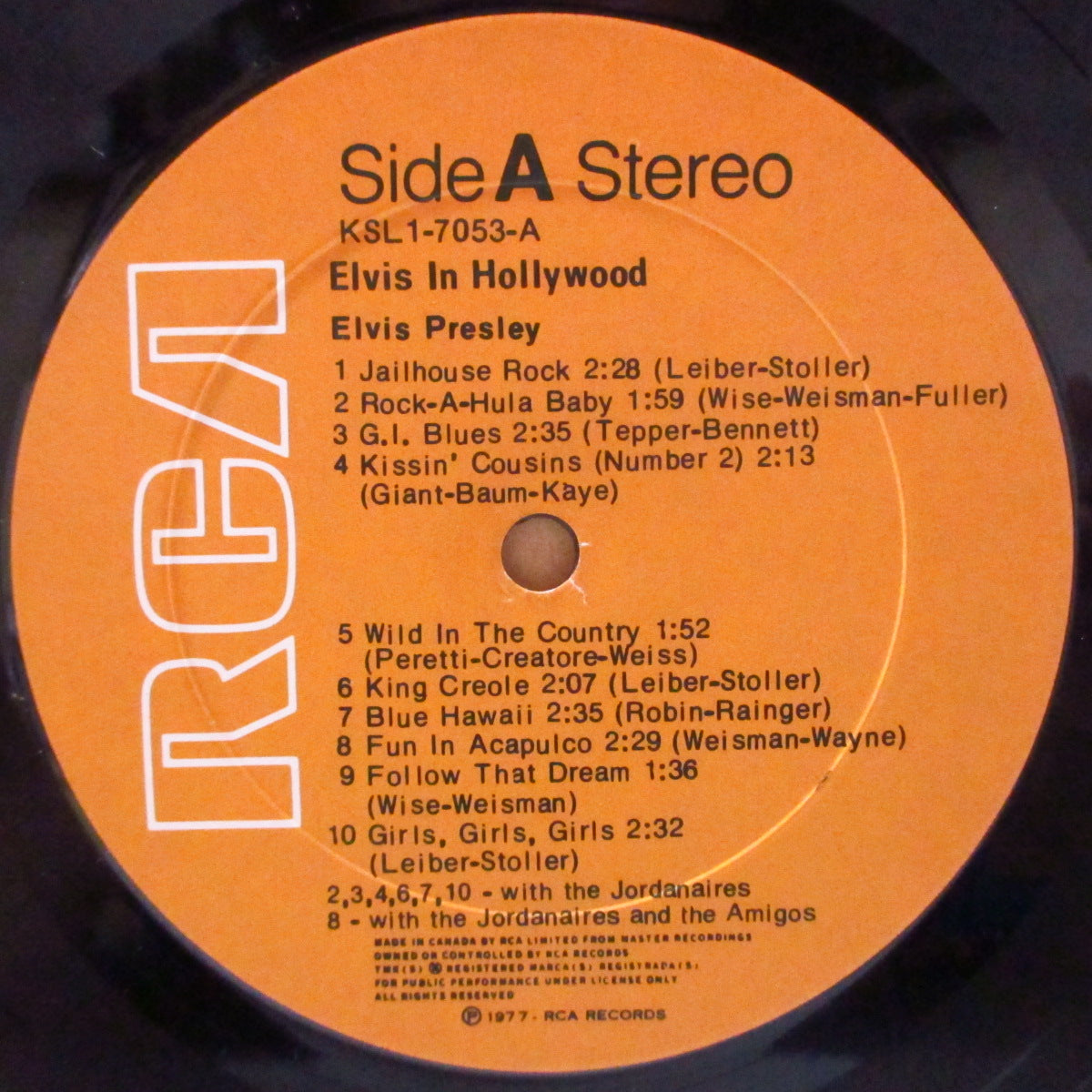 ELVIS PRESLEY (エルヴィス・プレスリー) - Elvis In Hollywood (カナダ '77 再発ステレオ LP) 主演映画主題ナンバー編集のベスト・サントラ!