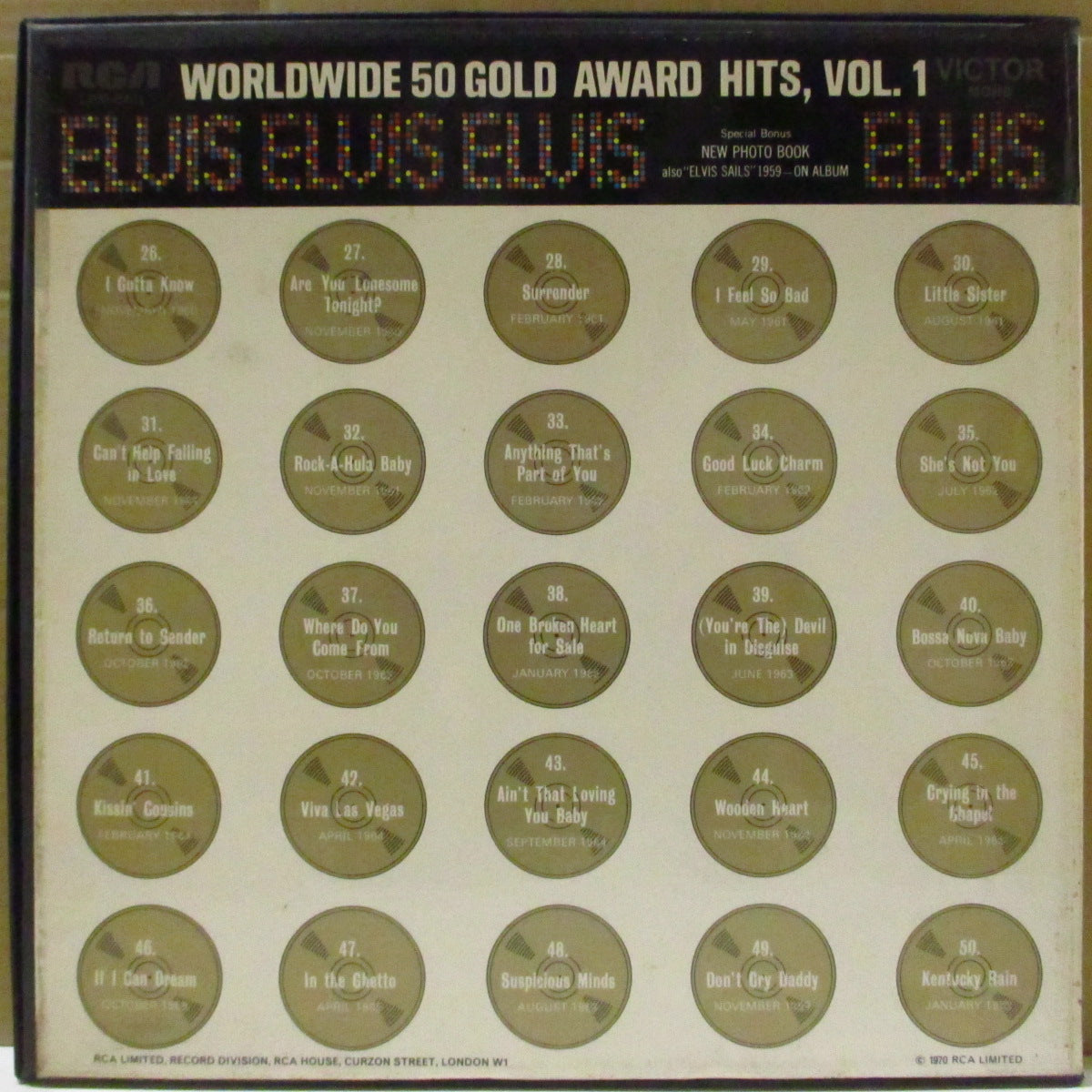 ELVIS PRESLEY (エルヴィス・プレスリー) - Worldwide 50 Gold Award Hits, Vol.1 (UK '76 再発「Mono表記なしラベ」モノラル LPx4枚組ボックス・セット) ベスト・ボックス第一弾