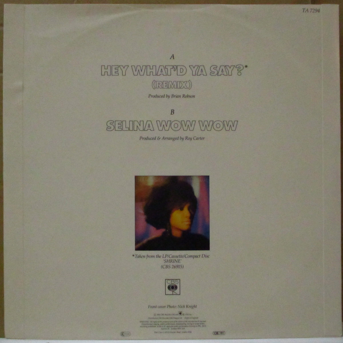 DEE C. LEE (ディー・シー・リー) - Hey What'd Ya Say? (UK オリジナル 12インチ)