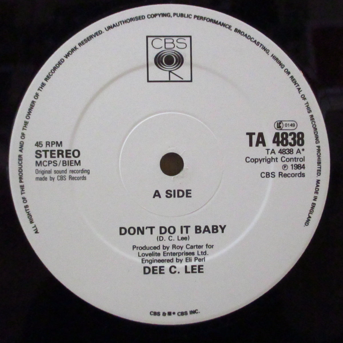 DEE C. LEE (ディー・シー・リー) - Don't Do It Baby (UK オリジナル 12インチ)