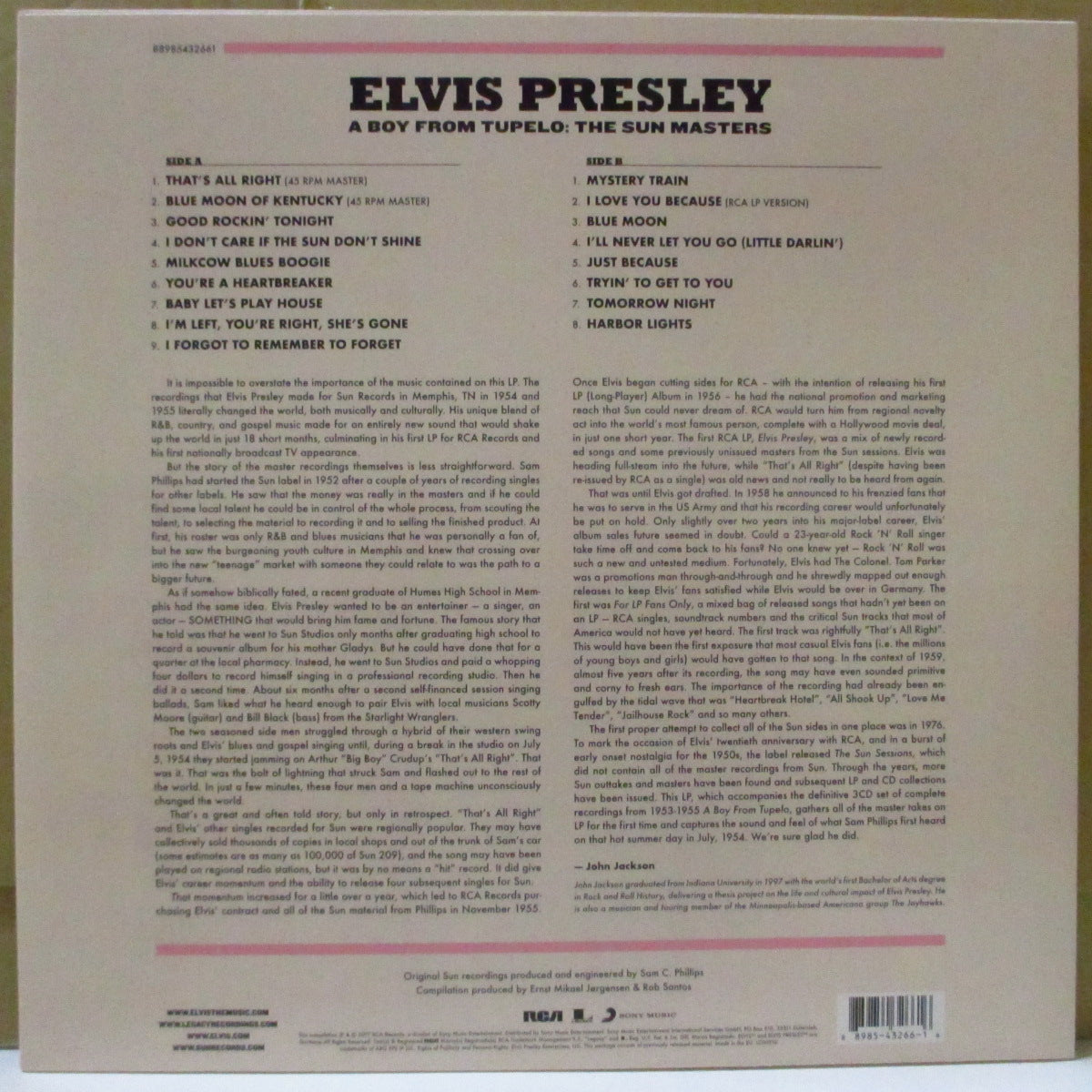 ELVIS PRESLEY (エルヴィス・プレスリー) - A Boy From Tupelo: The Sun Masters (EU '17 限定オリジナル・モノラル LP+インナースリーブ) SUN社録音編集コンピ!