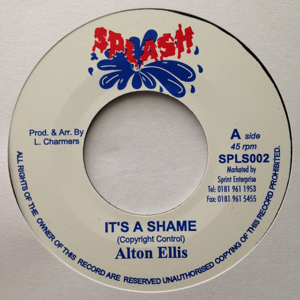 ALTON ELLIS / Lloyd Charmers (アルトン・エリス / ロイド・チャーマーズ) - It's A Shame / Dub Of Shame (UK 限定再発 7"/New)